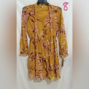 Nannette Yellow Pink Ruffled Dress
